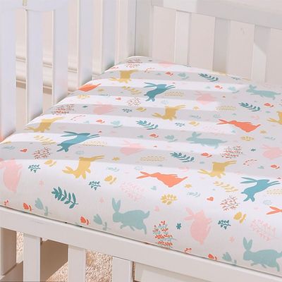 Odot Fitted Crib Sheet, Soft Cotton Baby Mattress Cover, Rabbit, 63 x 31 x 2.4 in