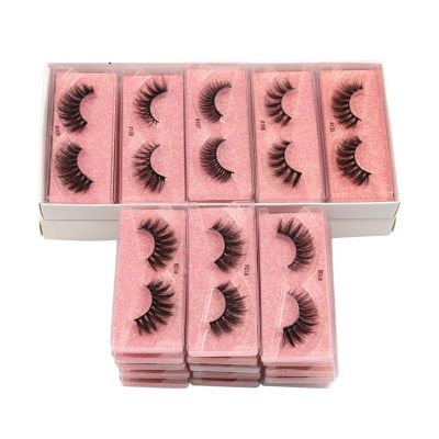 UAMOU Mink Lashes, 3D Natural Fluffy False Eyelashes, 100 Pairs, Pink