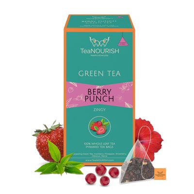 TeaNOURISH Berry Punch Green Tea, 20 Pyramid Tea Bags