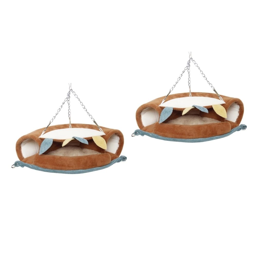 Housoutil 2-Piece Small-Animal Hammock Bed with Tunnel Design