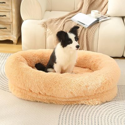 ZHULONGRUSHUI Soft Calming Dog & Cat Bed with Non-Slip Base, Washable