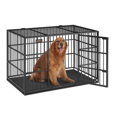 Feandrea Heavy-Duty Dog Crate, 122 x 75 x 80 cm, Ink Black, PPD006B01