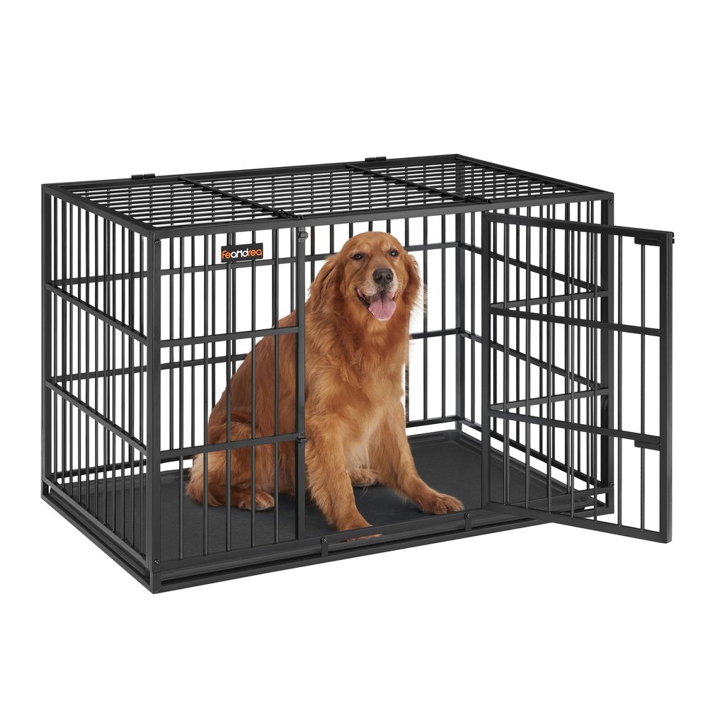 Feandrea Heavy-Duty Dog Crate, 122 x 75 x 80 cm, Ink Black, PPD006B01