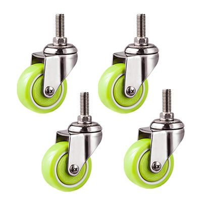 Heavy-Duty Furniture Casters, Set of 4 Swivel Casters with Metal Stems, Durable PU Wheels, Green, 304 Stainless Steel Brackets, M10 Threaded Stems, 231 lb Capacity, for St