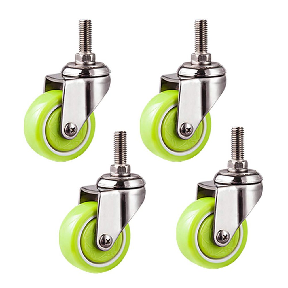 Heavy-Duty Furniture Casters, Set of 4 Swivel Casters with Metal Stems, Durable PU Wheels, Green, 304 Stainless Steel Brackets, M10 Threaded Stems, 231 lb Capacity, for St