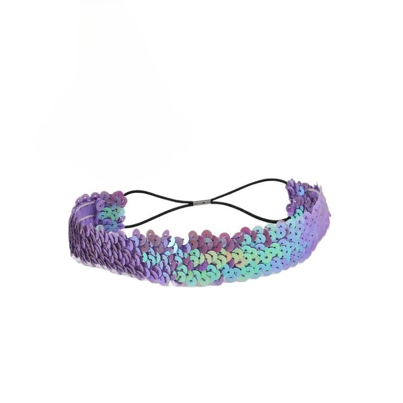 5-Pack Sequin Headbands, Elastic Sparkly Hair Bands, Light Purple