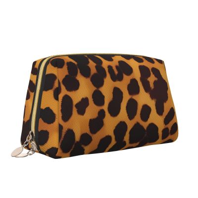 VTCTOASY Cheetah-Leopard Print Makeup Bag, Portable Cosmetic and Toiletry Pouch, White, One Size
