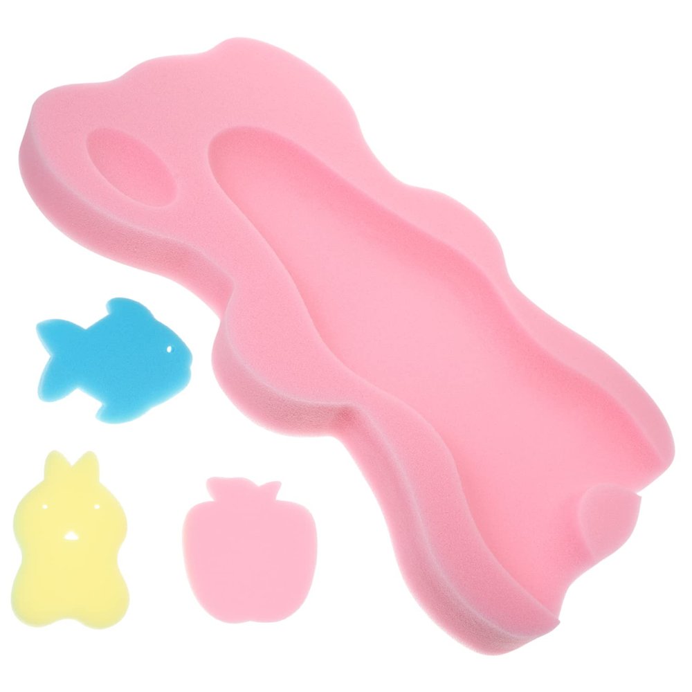 Housoutil Pink Contoured Baby Bath Sponge Mat