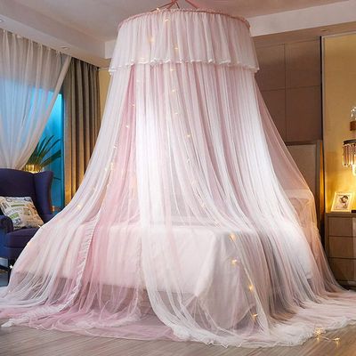 IxapA Girls' Bed Canopy, Double-Layer Transparent Mesh Dome Curtain for Twin, Full, Queen, and King Beds