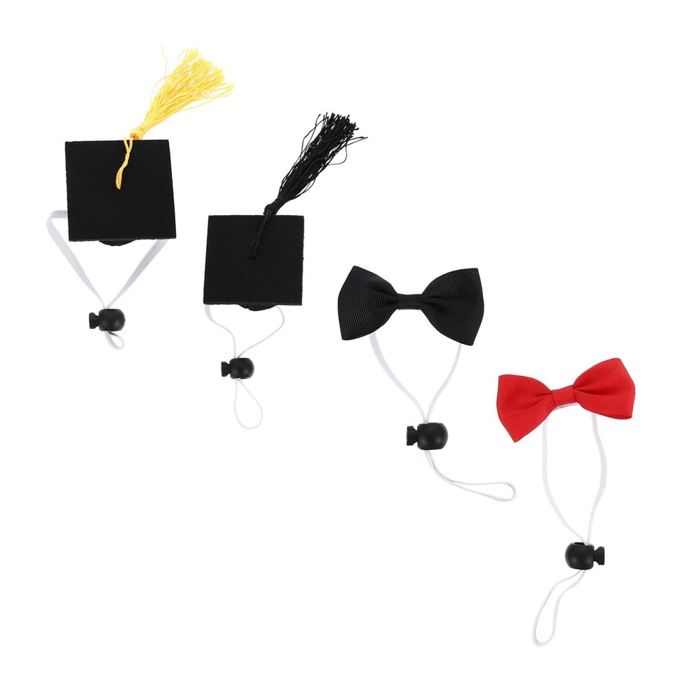 Angoily 4-Piece Pet Graduation Caps with Adjustable Tie for Dogs and Cats