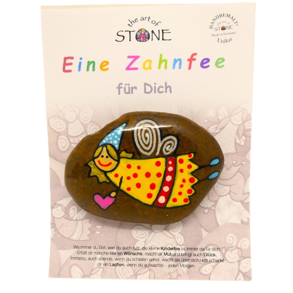 Andys Steinwelt Tooth Fairy Guardian Angel Lucky Stone, Approx. 6 cm, Yellow 125