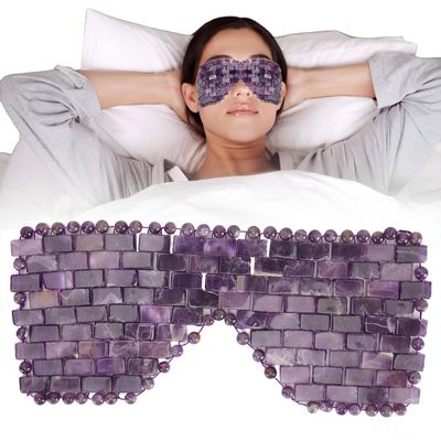 Cooling Jade Stone Eye Mask, Gel Mask for Puffy Eyes, Migraine Headaches, Tired Eyes, Dark Circles and Sinus Pain (Amethyst)
