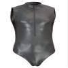 ML-Sport24 Wetlook Men's String Bodysuit with Collar, Front Zipper, Sleeveless, Shiny Stretch, 80% Polyamide/20% Elastane, L, Anthracite view 1