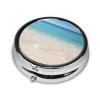 Beach Clear Sea Sand Round Mini Metal Pill Organizer, 3 Compartments view 4