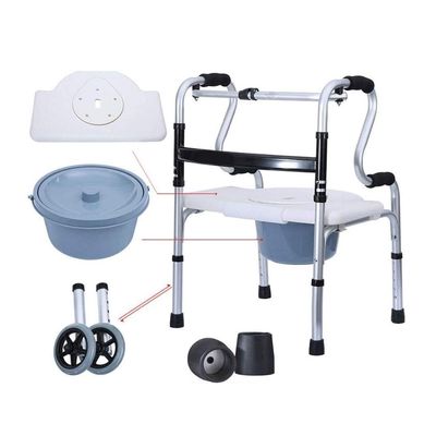 Bariatric Folding 2-Wheel Walker with Shower Commode Chair
