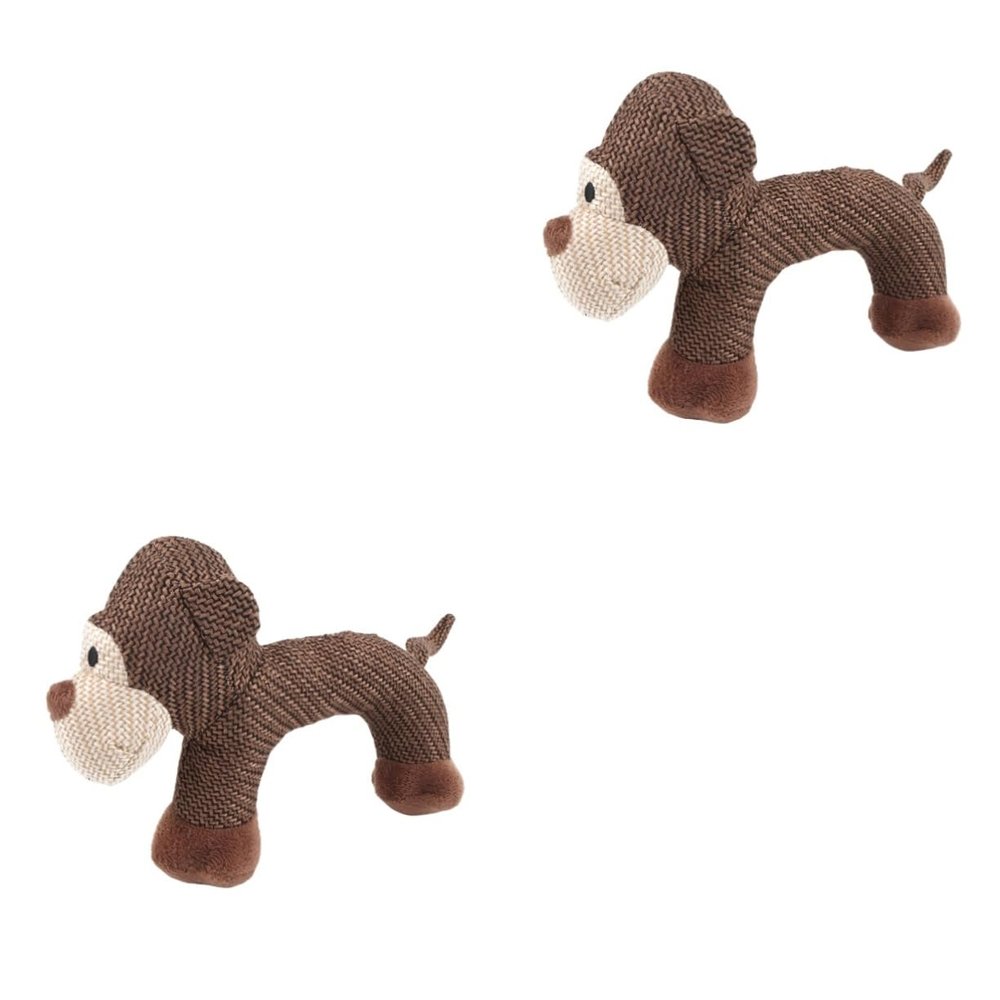 FOMIYES 2-Piece Squeaky Plush Dog Toys for Teething Puppies and Small Dogs, Interactive Durable Squeaker Toy, Coffee Monkey