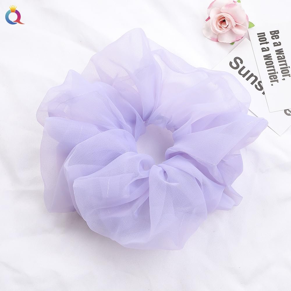SYSUII Oversized Organza Scrunchies, 5-Pack, Purple