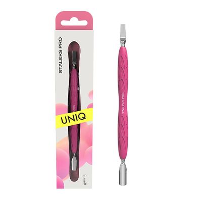STALEKS PRO UNIQ Double-Ended Cuticle Pusher with GUMMY Silicone Handle, PQ-10/5