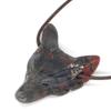 VERIMP 1pc Natural Gemstone Wolf Head Figurine, Bloodstone Crystal Hand-Carved Animal Sculpture, Quartz Pendant Craft view 1