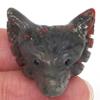 VERIMP 1pc Natural Gemstone Wolf Head Figurine, Bloodstone Crystal Hand-Carved Animal Sculpture, Quartz Pendant Craft view 3