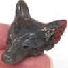 VERIMP 1pc Natural Gemstone Wolf Head Figurine, Bloodstone Crystal Hand-Carved Animal Sculpture, Quartz Pendant Craft view 4