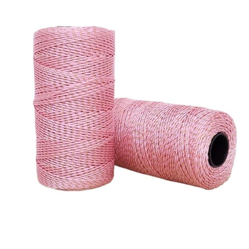 200 g Gold-Twisted Yarn, Light-Weight Ice Silk Yarn, Handmade, for DIY Knitting and Crochet, Hats, Bags, Seat Cushions, Water Cup Covers, and Slippers (Color: 05 Light Pink)