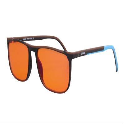 SHINU Blue-Light-Blocking Glasses, Red/Orange Lenses for Long Work Hours, Men and Women, SH078ZH (Orange Lens, C2)