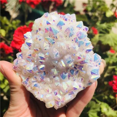 WIOSEN 150–180 g Specimen, White Angel Aura Quartz Point, Electroplated Crystal Cluster