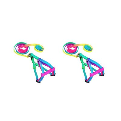 Adjustable Collar for Small Rabbits and Cats, Rainbow Colors, 2 Pieces
