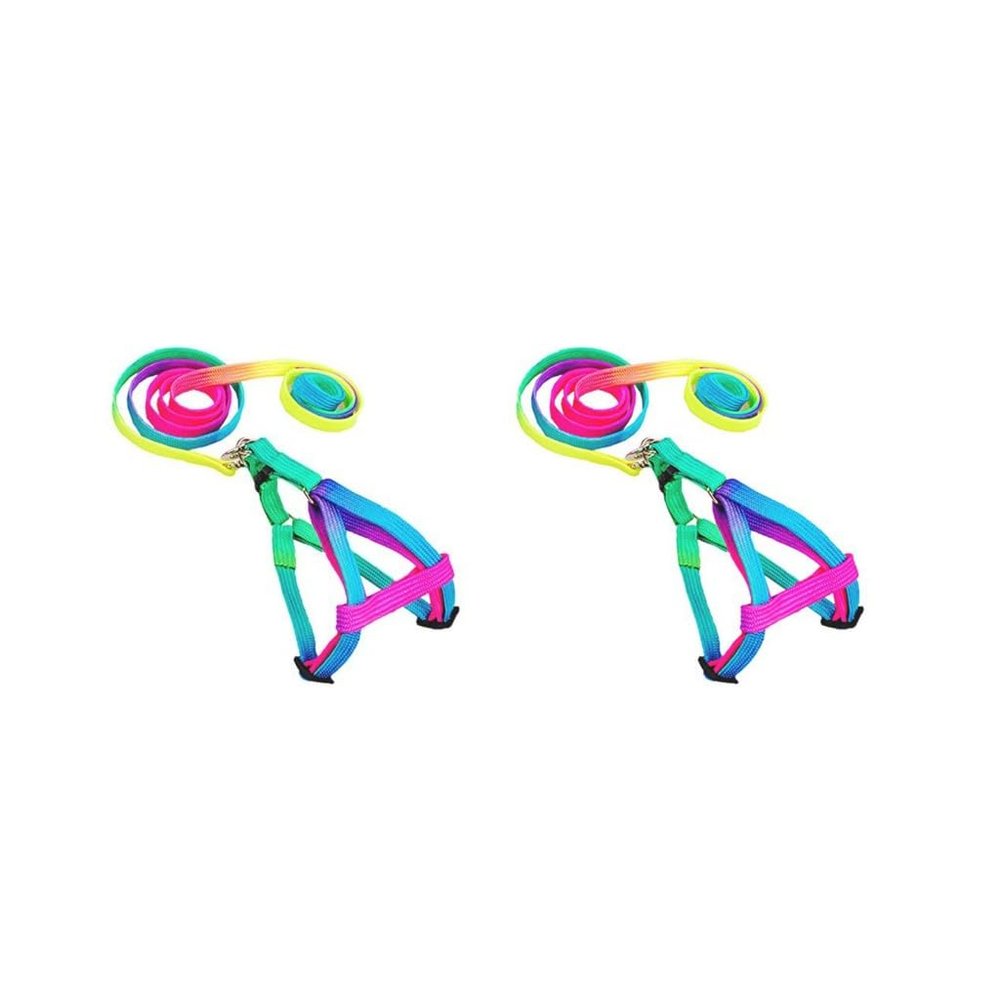 Adjustable Collar for Small Rabbits and Cats, Rainbow Colors, 2 Pieces