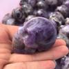 WIOSEN Natural Dream Amethyst Quartz Crystal Skull Gemstone, Handmade Carved Crystal Skull Decoration view 4
