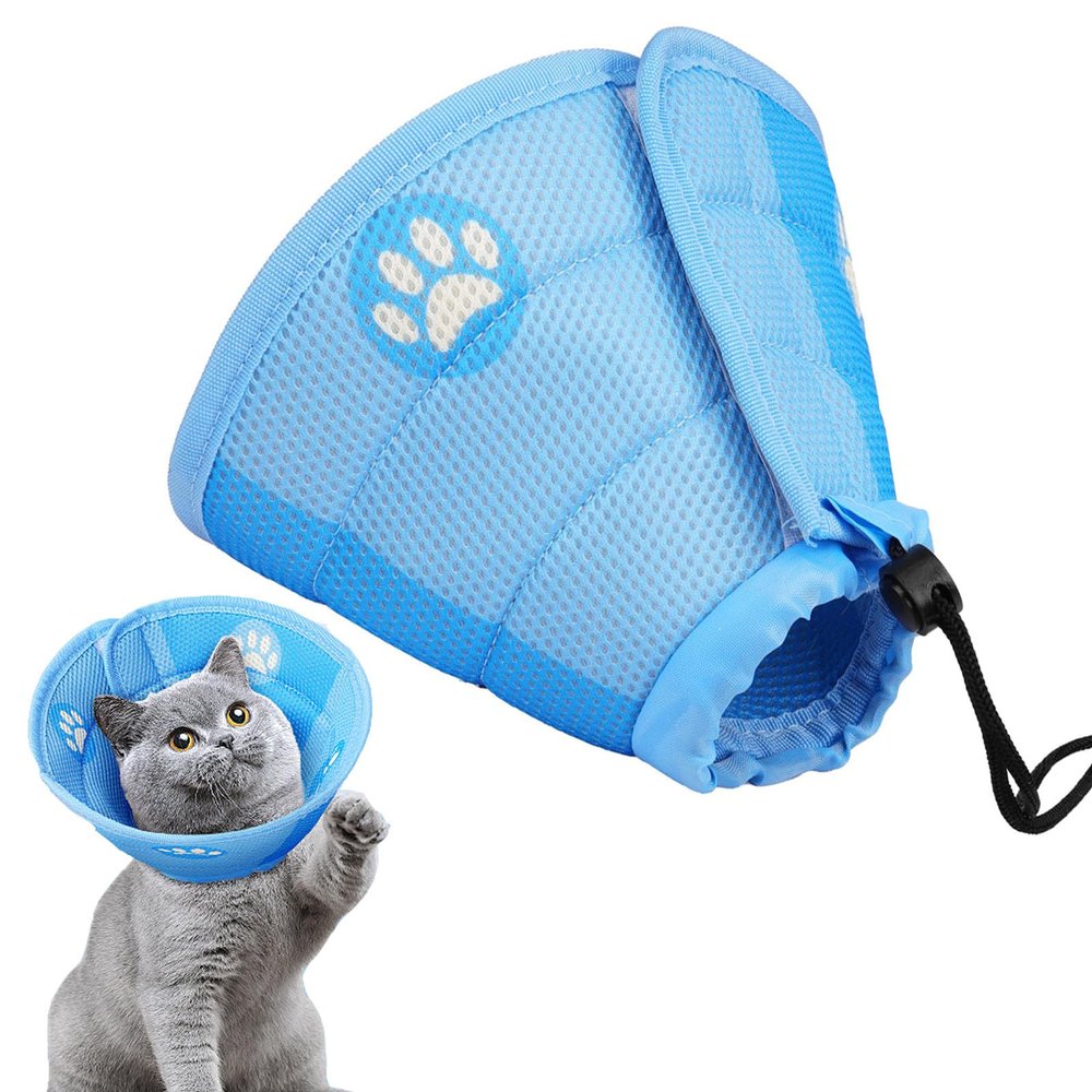 Adjustable Cat Recovery Collar, Soft Protective Cone for Cats and Puppies (M)