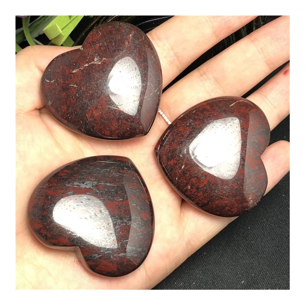 WIOSEN 3-Piece Natural Red Jasper Carvings, Love, Crafts, Home Decor, Stones