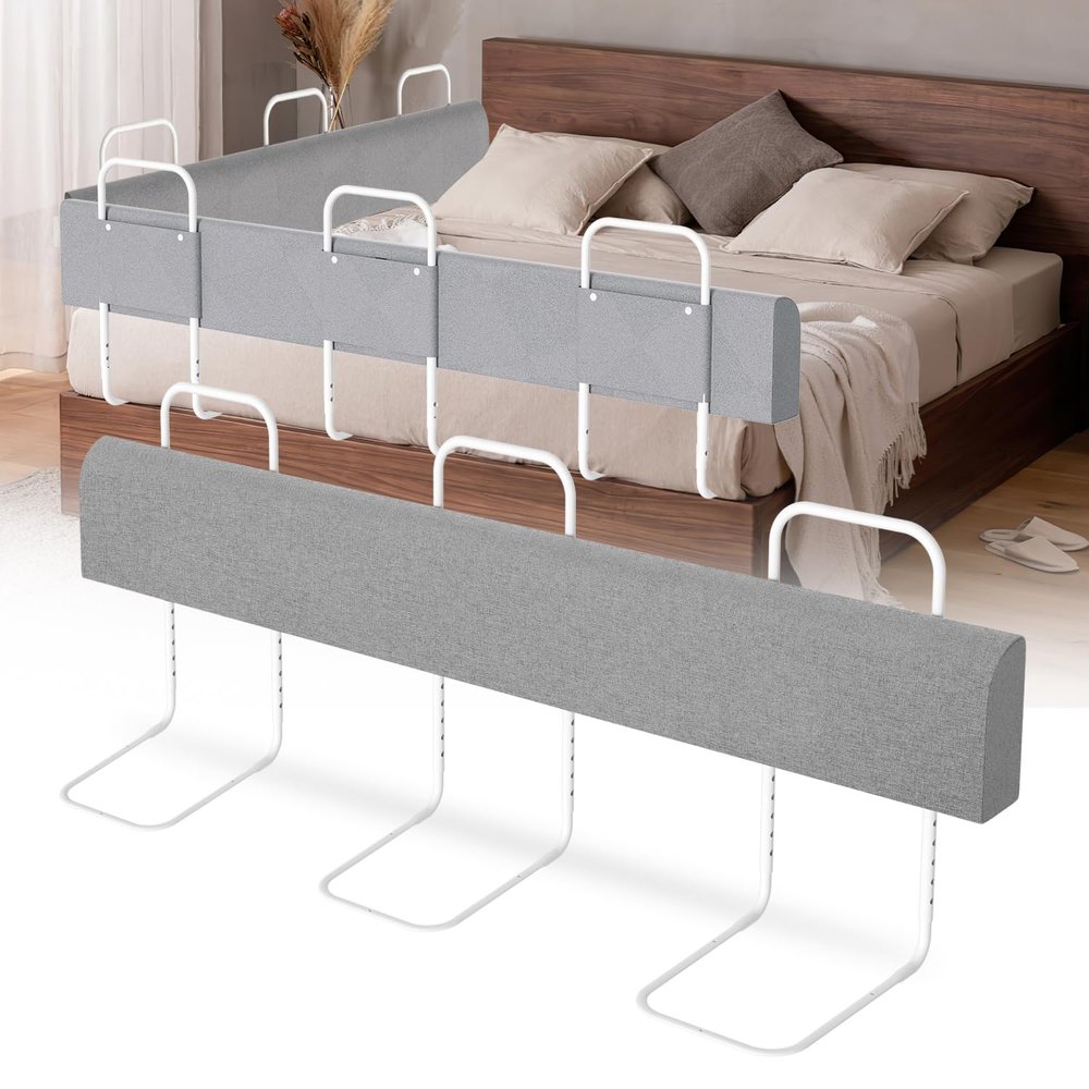 Ansobea 180 cm Bed Rail, Fall Protection for Baby and Children's Beds, 5-Position Height Adjustable, Gray