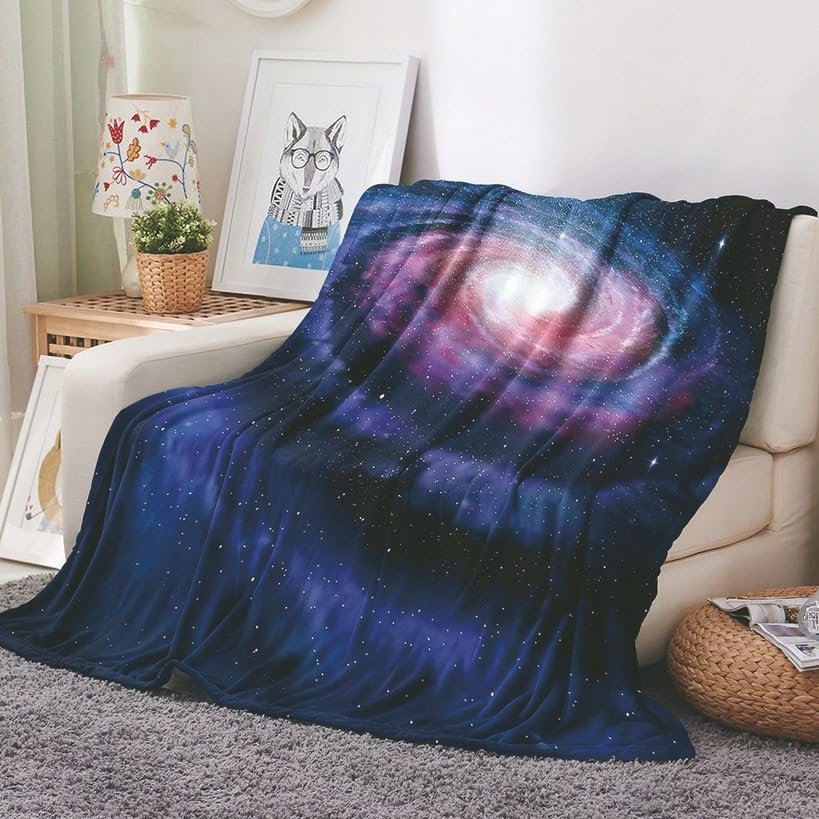 EHOMERY Cozy Baby Blanket for Couch, One Piece Flannel Fleece Throw, XXL Cosmic Landscape, Purple, 150 x 100 cm