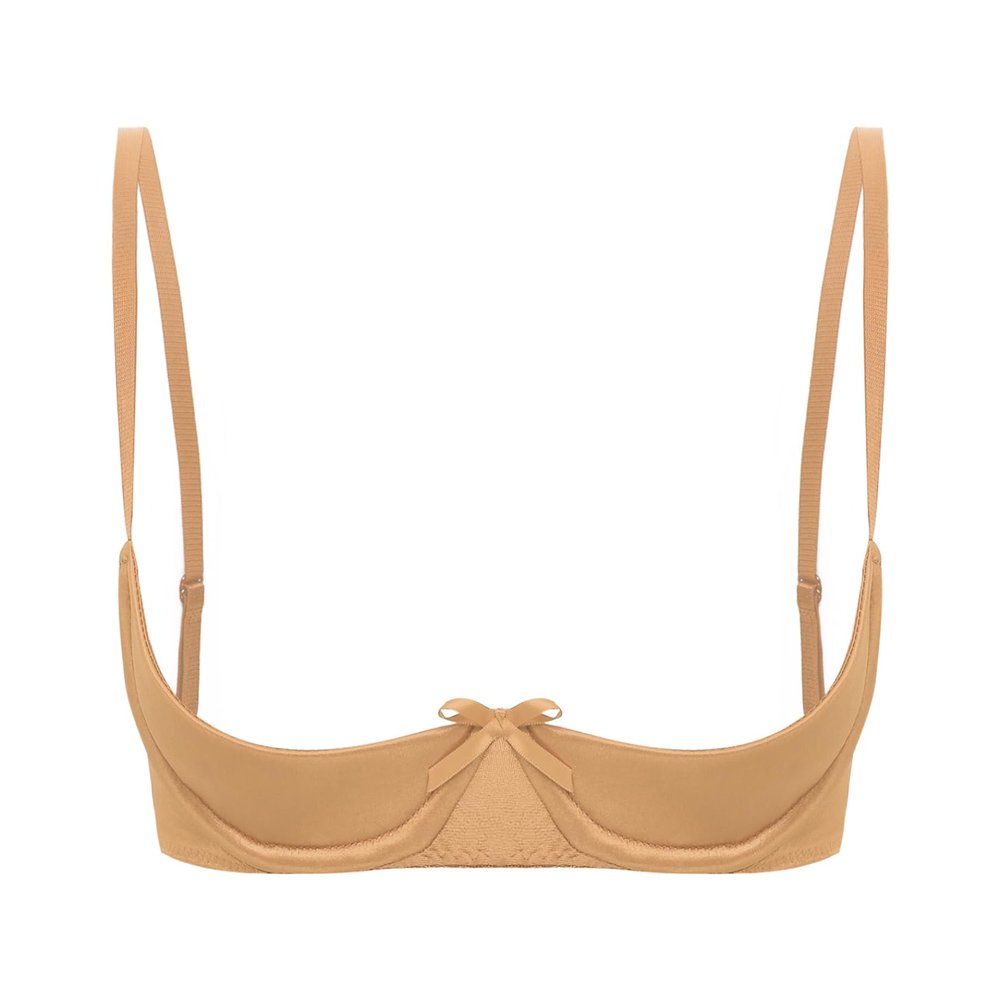 Jugaoge Women's Push-Up Underwire Bra, 1/4 Cup Open Bust, Adjustable Straps, XXL