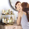 2-Tier Black and Gold Makeup Organizer with Perfume Holder view 2