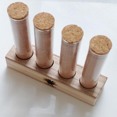 Mexican salt from dried worms (4 x 60 g) for mezcal, tequila, and salsa in elegant glass ampoules in a wooden base