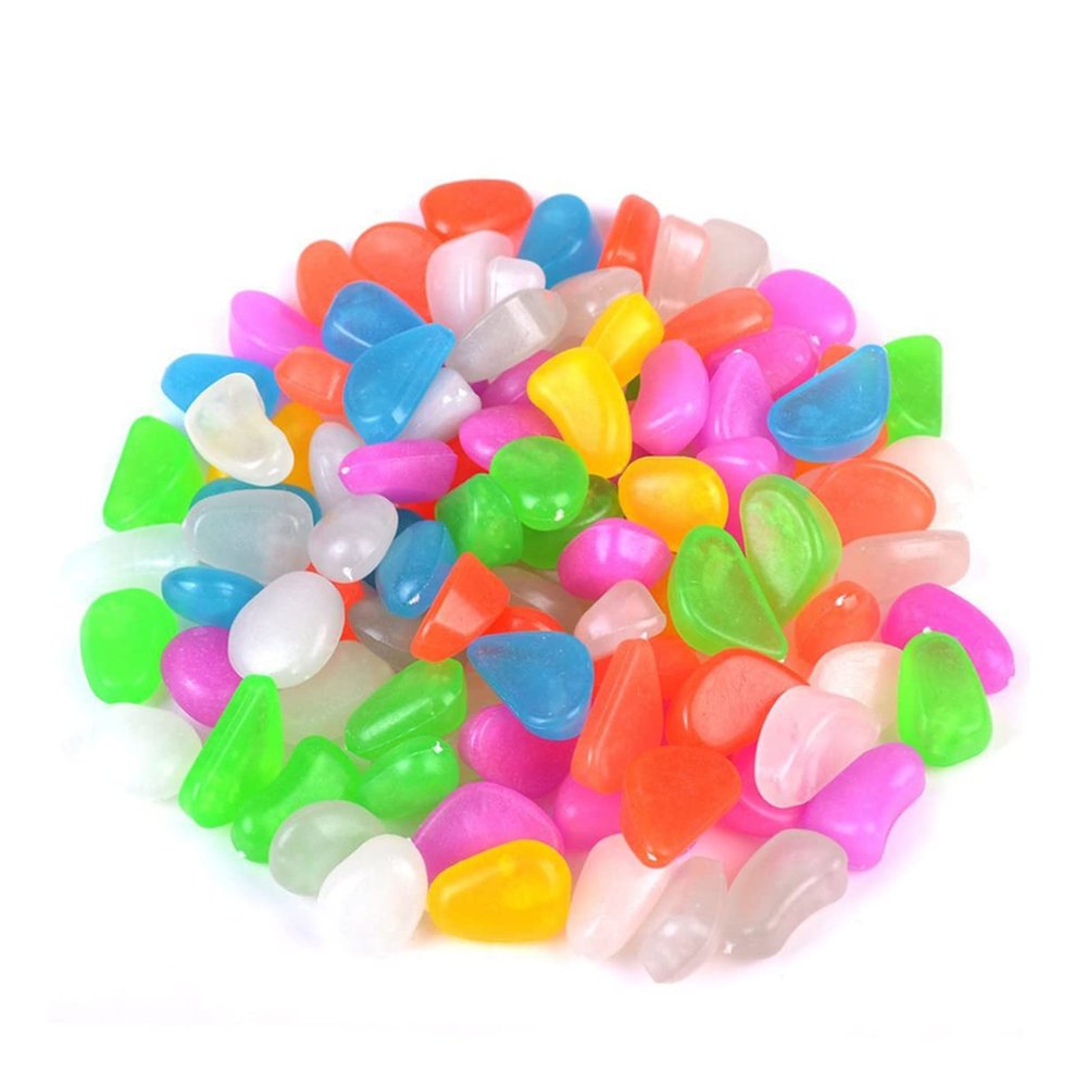 DOITOOL 100-Piece Glow-in-the-Dark Aquarium Pebbles, Fluorescent Cobblestone Decor
