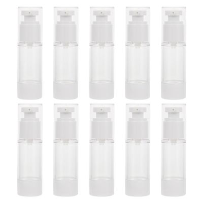 minkissy 10-Pack Travel Lotion Containers, Airless Bottles with Press Closure, Leakproof and Reusable for Skincare and Cosmetics