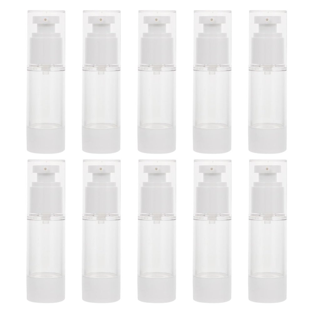 minkissy 10-Pack Travel Lotion Containers, Airless Bottles with Press Closure, Leakproof and Reusable for Skincare and Cosmetics