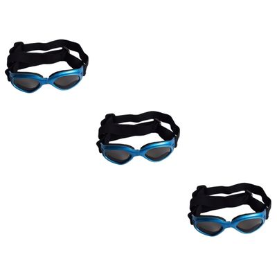 Housoutil 3-Piece Dog Sunglasses for Cats and Dogs, UV Protection, Adjustable Straps, Windproof and Waterproof, Blue