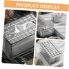 Transparent Tabletop Tissue Box with Grid Strips, Silver view 2