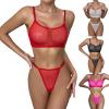 FGUUTYM Sexy Lingerie Set for Women, Adjustable Bra, Sexy Bottom, Sheer Panties, Patent-Look Women's Lingerie (Pink, S) view 2