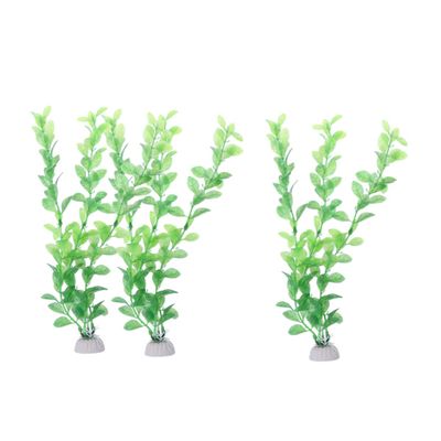 Angoily 3-Pack Artificial Green Plastic Plants for Aquarium Decoration