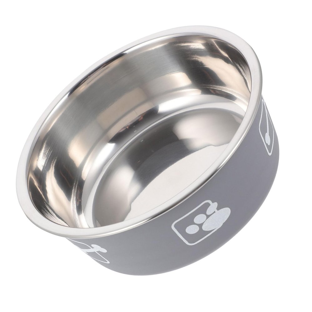 FRCOLOR Printed Stainless Steel Pet Bowl