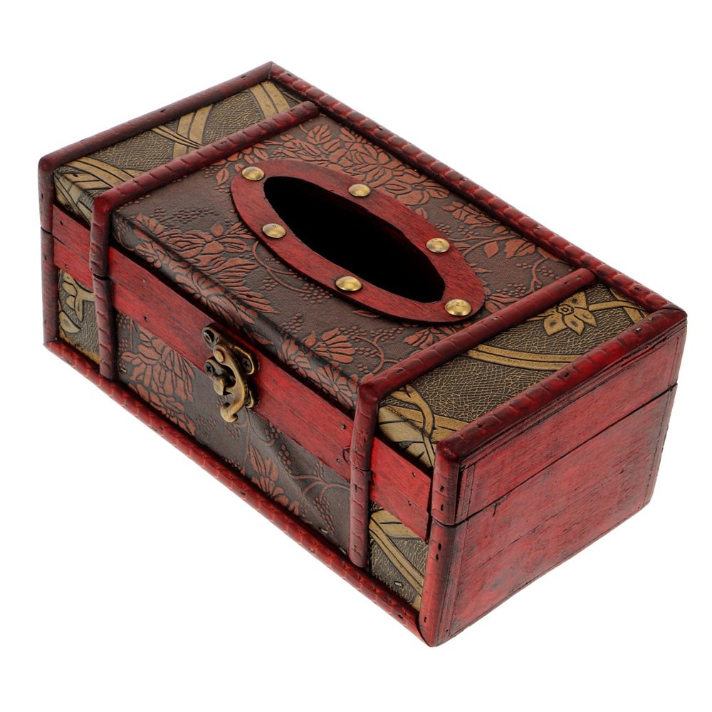 Vintage Red Tissue Box, Paper Storage Box