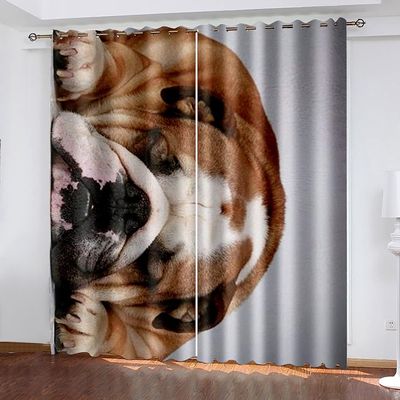 3D Dog-Print Blackout Curtains, Polyester, 2-Pack