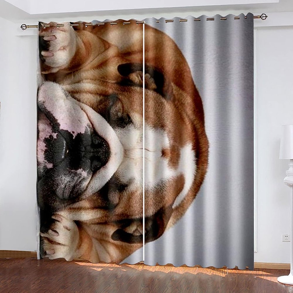 3D Dog-Print Blackout Curtains, Polyester, 2-Pack