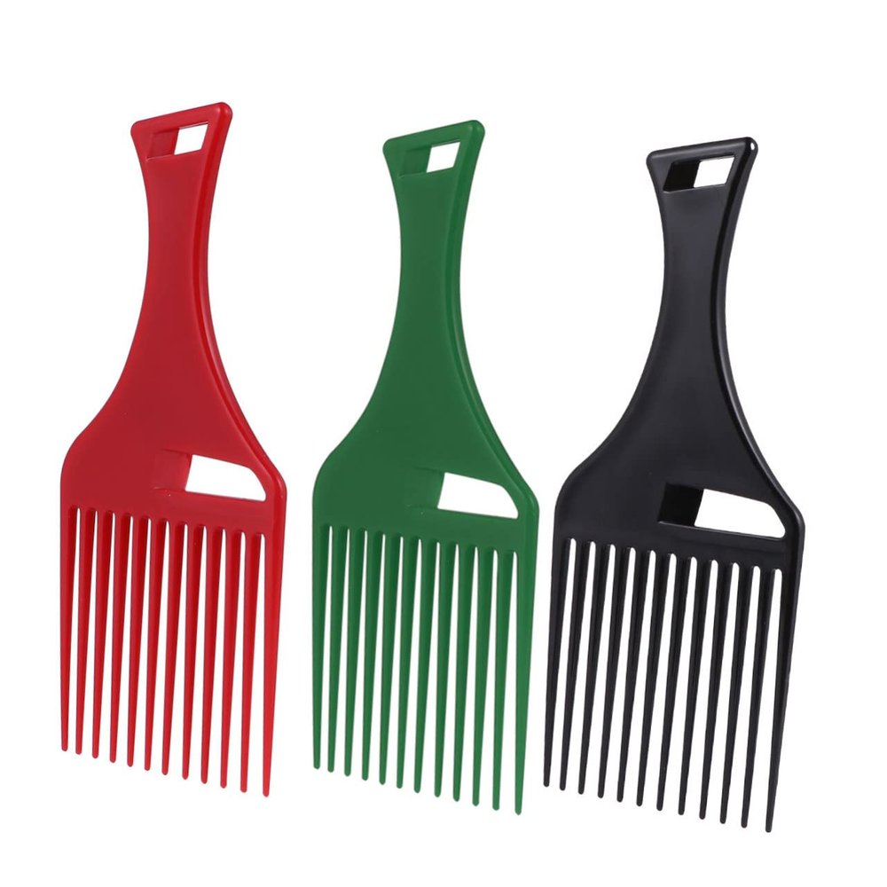 Afro Comb Pack, Plastic, 12 Teeth, for Thick, Curly Hair